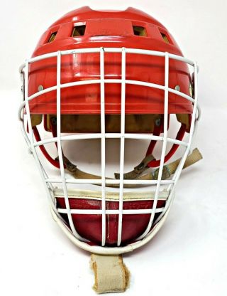 Vintage Swedish Jofa 234 51 Helmet Rare Color Red With Goalie Cage