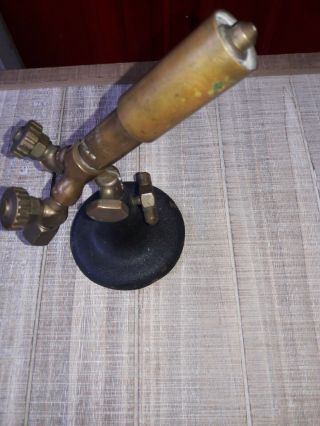Vintage National Glass Blowing Torch With Cast Iron Stand