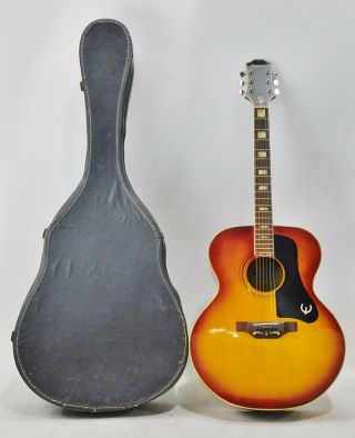 Vntg Epiphone Blue Label Acoustic Guitar For P&r W/ Case - Mij