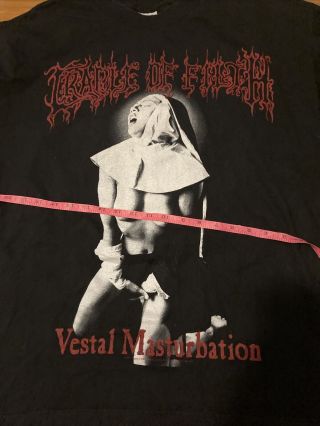 Vtg 1995 Cradle Of Filth Vestal Masturbation Jesus Mens Black T Shirt Xl Usa 90s