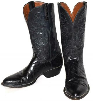 Vtg Lucchese Exotic Bias Cut American Alligator Belly Mens Cowboy Boots 10 D