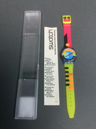 1988 Vintage Swatch Watch Flumotions GN102 MIB 1980 ' s Neon 2