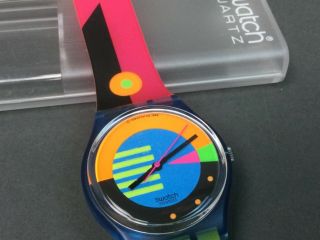 1988 Vintage Swatch Watch Flumotions GN102 MIB 1980 ' s Neon 3