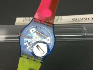 1988 Vintage Swatch Watch Flumotions GN102 MIB 1980 ' s Neon 5