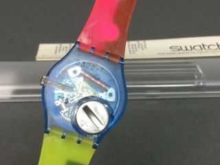 1988 Vintage Swatch Watch Flumotions GN102 MIB 1980 ' s Neon 6