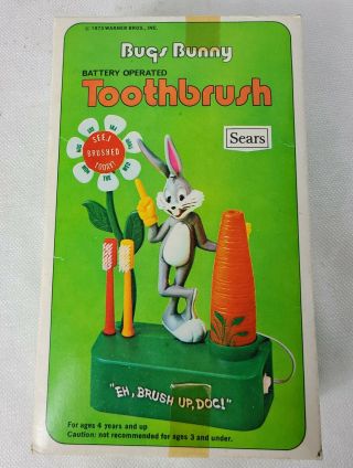 Vintage Sears 1973 Looney Tunes Bugs Bunny Battery Operated Toothbrush