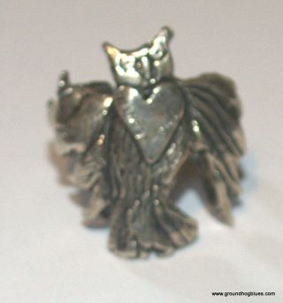Jes Maharry Vintage Sterling Silver Large Owl Ring