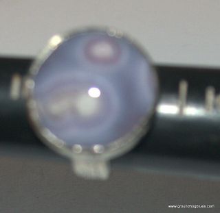 Jes MaHarry Vintage Sterling SIlver Purple Agate Large Carved Ring 7 3/4 2