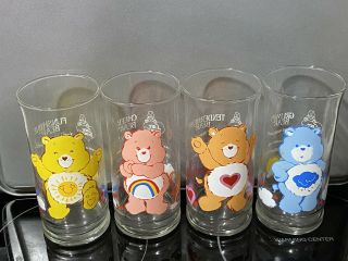 Vintage Care Bears Pizza Hut Glasses Set Of 4 1983 Limited Edition
