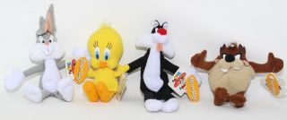 Applause Looney Tunes Set Of 4 Plush Dolls Baby Taz Tweety Sylvester Bugs Bunny