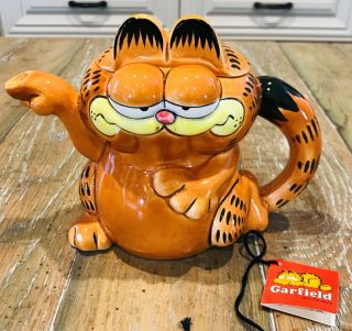Enesco Garfield Cat Ceramic Teapot Tea Pot 1981 Cartoon Figure Jim Davis W Tag