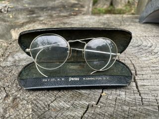 Vintage 14k White Gold Pad Deco Glasses Shuron 1920s Peaky Blinders Flapper 585