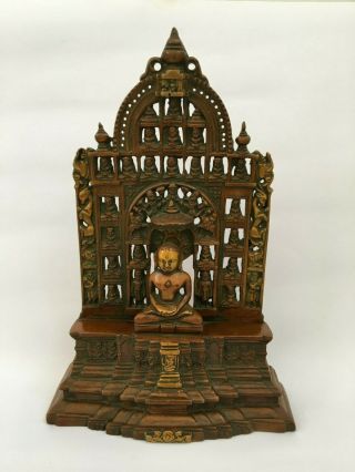 Old Vintage Rare Brass Engraved India Jain Lord Parashwnath Figure Statue