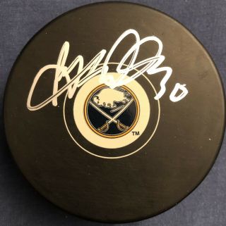 Ryan Miller Autograph Signed Buffalo Sabres Anaheim Ducks Logo Puck