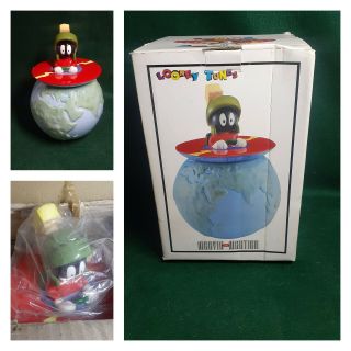 Vintage 1993 Marvin The Martian Globe Cookie Jar Warner Bros Looney Tunes Nos