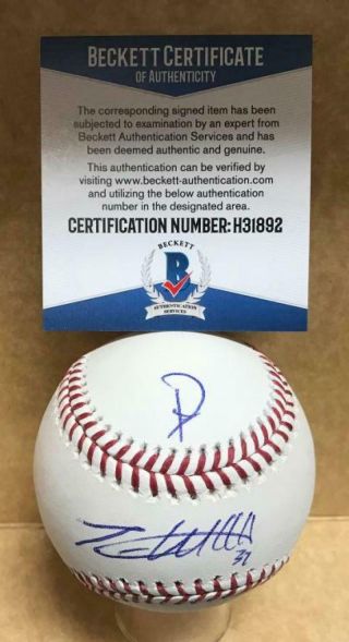 Trevor Williams Pittsburgh Pirates Signed Auto M.  L.  Baseball Beckett H31892