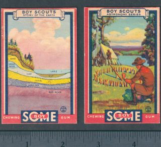 Boy Scouts 1933 Earth Sky 2x Goudey Chewing Gum Cards Astonomy Some Boy Tent