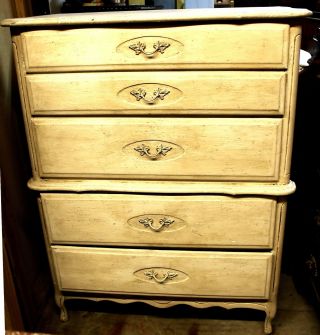 Vintage White Farmhouse French Country Style Chest On Chest Dresser