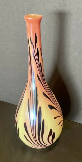 Awesome Vintage Very Rare Early Charles Lotton Art Glass Vase Signed C.  1974