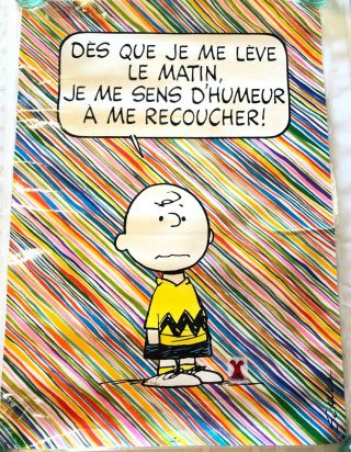 Vintage 1950 Peanuts Schulz Charlie Brown Rainbow Hallmark Poster - French Ver.
