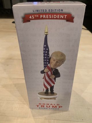 President Donald Trump Bobble Head Holding Us Flag