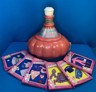 Rare 1975 Remco I Dream Of Jeannie Doll Bottle Playset & 6 Boxed Fashion Outfits