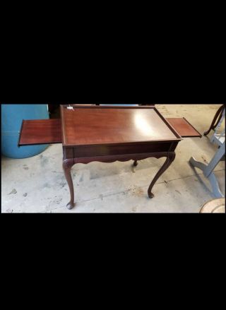 Vintage Cherry Queen Anne Tea Table,  End Table English Inlaid Wood Top