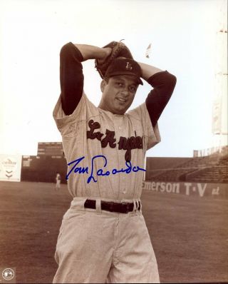 Tommy Lasorda (as Young Player) Signed 8x10 Photo - Los Angeles Angels (pcl) Inp.