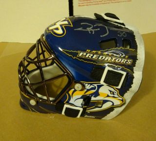 Signed Chris Mason Autographed Nashville Predators Mini Goalie Helmet Hockey Nhl