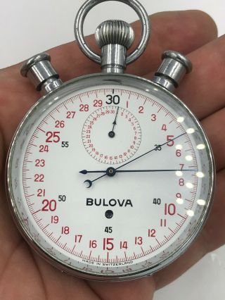 Bulova Stopwatch Lap Timer Switzerland 21 Jewels 19ea 1950s 57mm Vintage