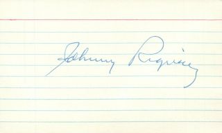 Johnny Rigney Mlb Baseball Autographed Auto Signed 3x5 Index Card Jsa