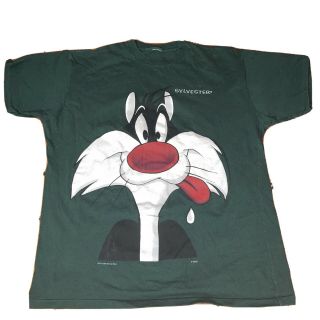 Vintage Sylvester Cat Shirt Large/xl Green 1993 Warner Bros Looney Tunes Jostens