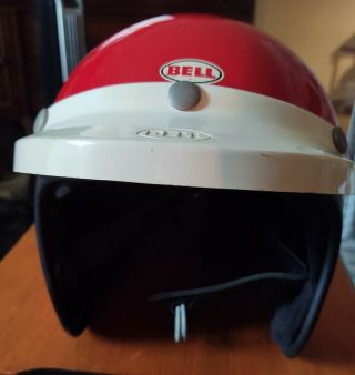 Vintage Classic Bell Racing Helmet With Face Shield.  Larger Size 7 1/2