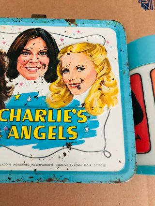 Vintage 1978 Charlies Angels Metal Lunchbox - w/thermos Rare Lunch Box No Handle 2