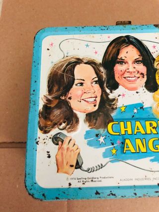 Vintage 1978 Charlies Angels Metal Lunchbox - w/thermos Rare Lunch Box No Handle 3