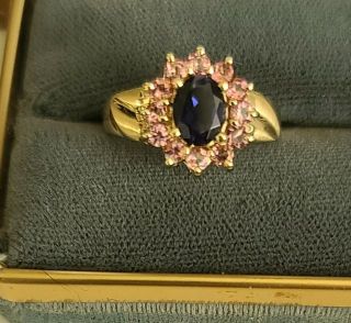 Vintage Color Changing 10k Gold Alexandrite & Pink Sapphires Ring.  10k Gold