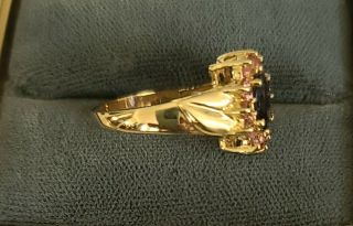 VINTAGE Color changing 10k gold alexandrite & pink sapphires ring.  10k gold 3