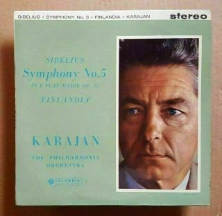 Sibelius/karajan Symphony No.  5 / Finlandia Columbia Stereo Sax Silver Uk Dg - Lp