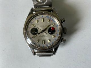 Rare Scarce Vintage 1960s Westclox 17j Mens Chronograph Wrist Watch Running 40mm
