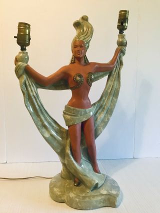 Vtg Mcm Continental Art Co.  Chalkware Figural Lamp.  Kitschy Chic