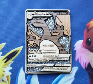 Shining Charizard Wood Pokemon Collectable Art,  Pokemon Gift,  Pokemon Card