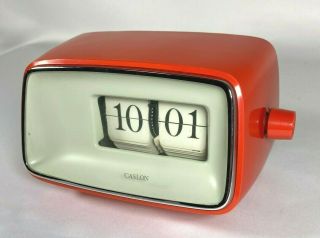 Vintage Copal Caslon Flip Clock - Model 201 - Red/orange Mcm Mid - Century Modern