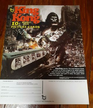 Topps 1976 King Kong Returns,  Promo Sell Sheet,  10 Cent Bubble Gum Picture Cards