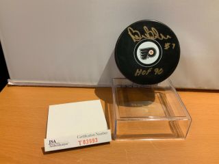 Hof Hockey Bill Barber Autographed Flyers Puck Jsa Cert