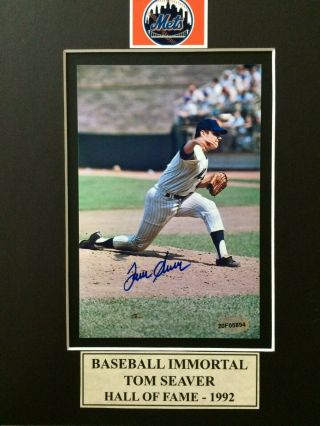 Tom Seaver Autograph 4x6 Matted To 8x10 Color Photo W/coa