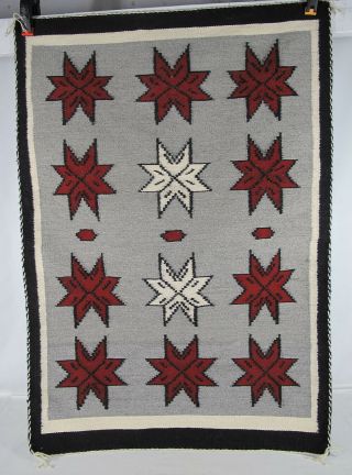 Antique/vintage Crystal Navajo Valero Star Weaving Rug Wall Hanging 45 " X 32 " Yqz