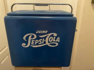 Vintage 1950 - 1960 Drink Pepsi Cola Metal Cooler With Tray Not Restored