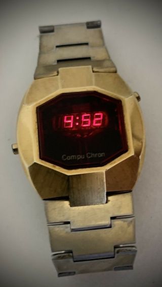 Vintage Led Watch Compu Chron Baterry