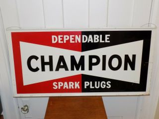Vintage 1971 Champion Spark Plugs Double Sided Sign