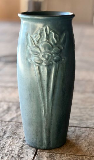 Rookwood Xxxiii 1933 Vintage Blue Floral Matte Art Deco Vase 2476